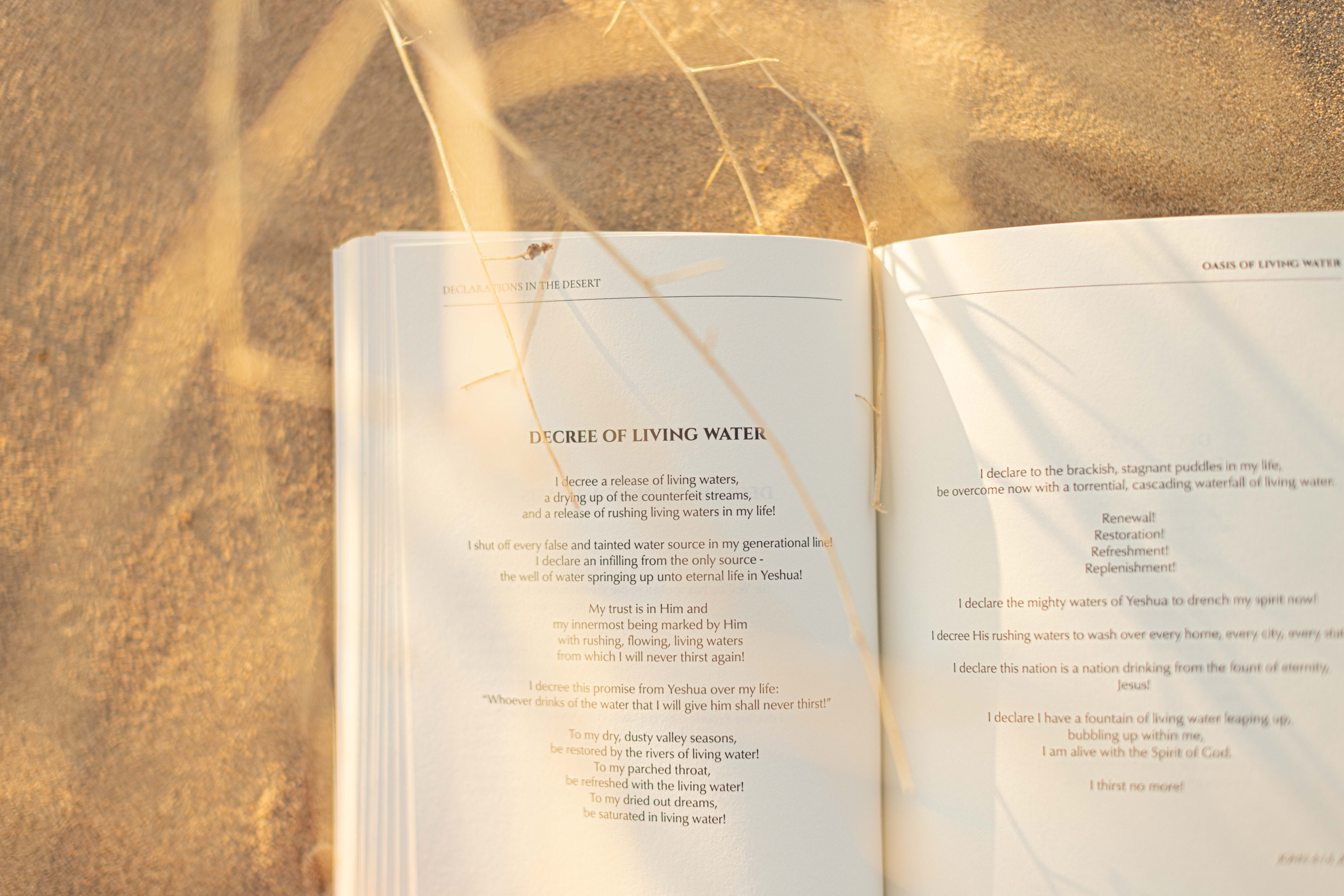 Declarations in the Desert open to the Decree of Living Water